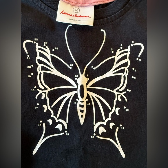 Hanna Andersson authentic long sleeve black T-shirt girls butterfly 3T (90 cm) - Picture 2 of 4